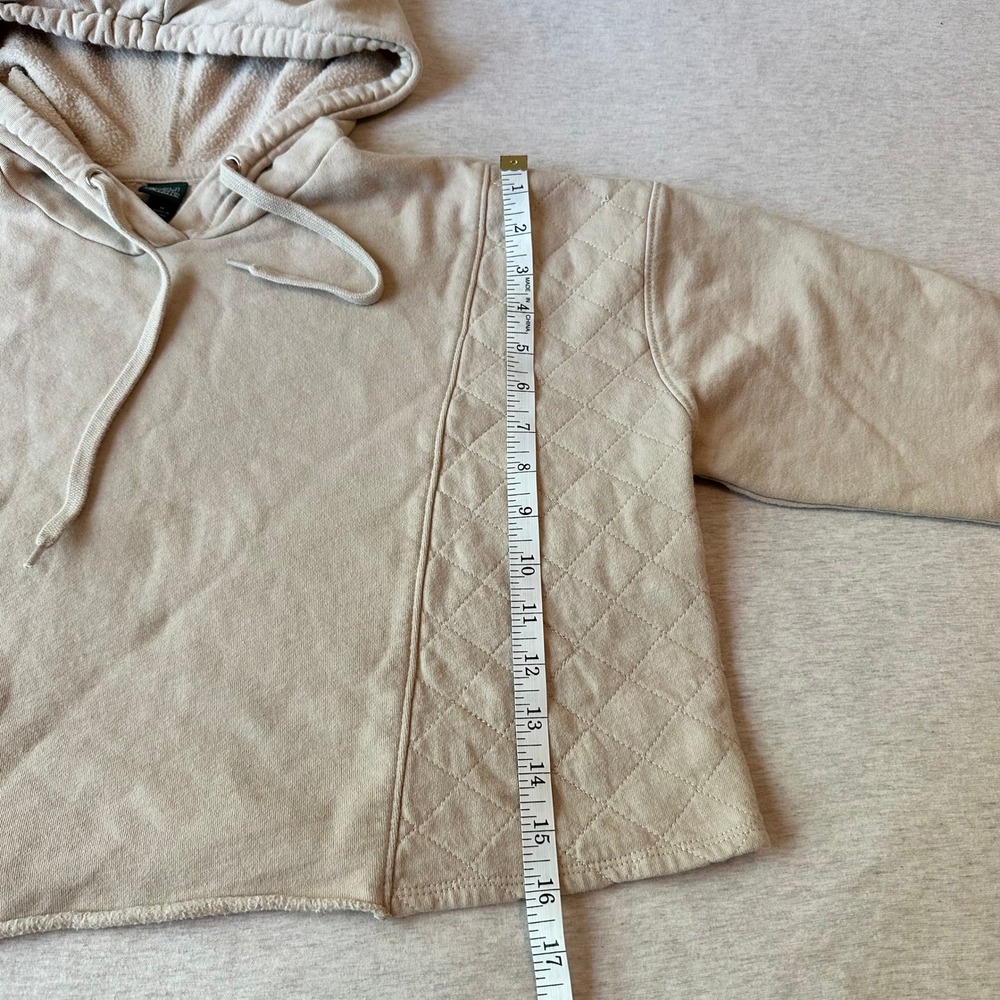 Wild Fable Women Tan Quilted Panel Cropped Hoodie Sweatshirt Size M RN17730 - Picture 6 of 8